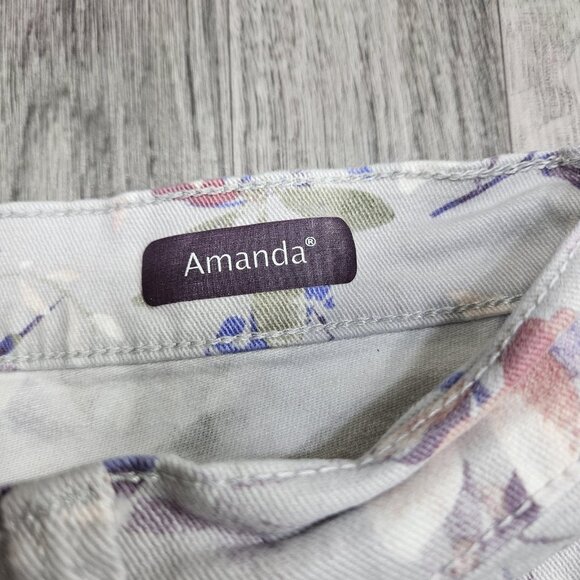 Gloria Vanderbilt Amanda Pants Womens 14 Short Gray Floral Print Stretch Jeans - Picture 5 of 12